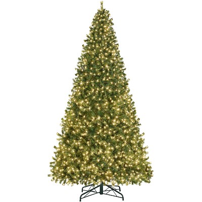 Yaheetech 4.5Ft/6Ft/7.5Ft/9Ft/12Ft Pre-lit Spruce Artificial Christmas Tree with 150 Incandescent Warm White Lights
