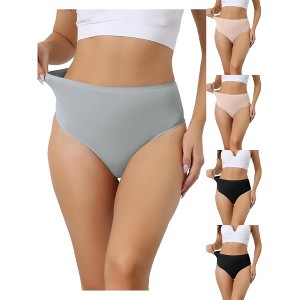 Allegra K Women's High Waist Tummy Control Stretch T-back Breathable Comfortable Thongs Multicolored - 1 of 4