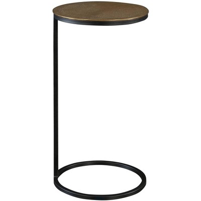 Uttermost Brunei 12 1/2"W Aged Black Antique Gold Round Accent Table