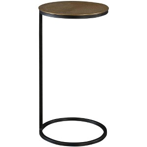 Uttermost Brunei 12 1/2"W Aged Black Antique Gold Round Accent Table - 1 of 1