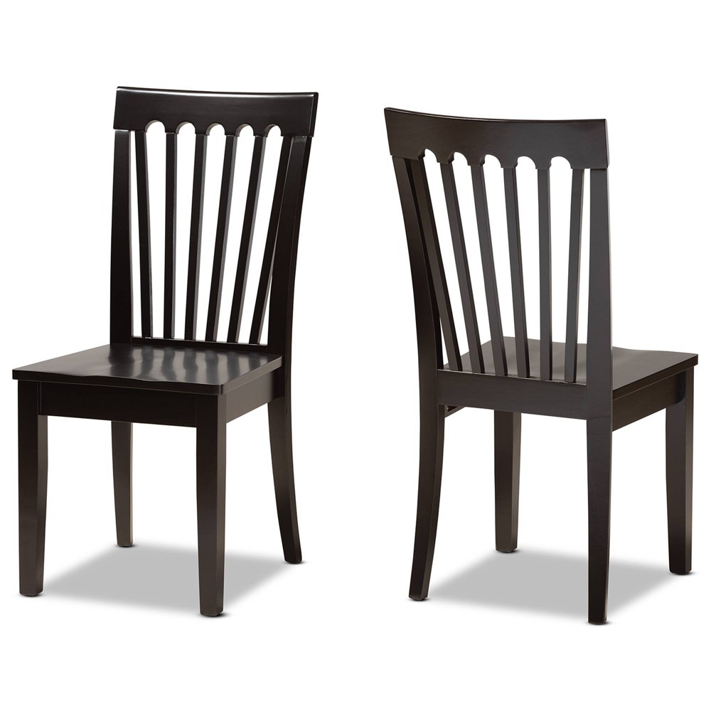 Photos - Chair 2pc MinetteWood Dining  Set Dark Brown - Baxton Studio: Modern Comfor