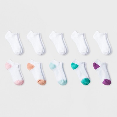 Toddler 10pk Solid Low-Cut Socks - Cat & Jack™ White 2T-3T