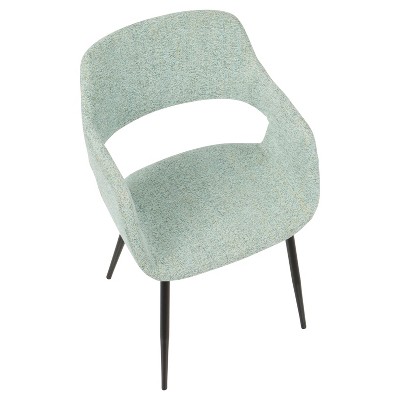 Light Green Upholstered Mid Century Modern Arm Chair with Metal Legs