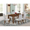 7-Piece Rectangle Natural Oak Finish Solid Wood Top Dining Table with 6 Parson Chairs with - 2 of 4