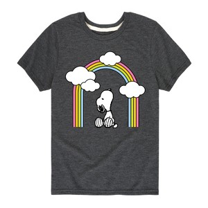 Boys' - Peanuts - Snoopy Looking Up Rainbow Short Sleeve Graphic T-Shirt - 1 of 4