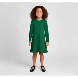 slim fit dress slacks Hopscotch Dress – Forest Green Linen – Sage Kids main image 0