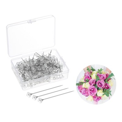 Unique Bargains Stainless Steel Clear Diamond Wedding Corsage Boutonnieres Pins