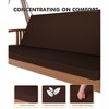 Wooden patio swing with adjustable canopy; 3-seater bench with removable cushion, ideal for backyard, garden, balcony, or poolside relaxation. - 2 of 4