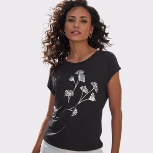 Women's Metallic Graphic Print T-Shirt - LASCANA - 1 of 4