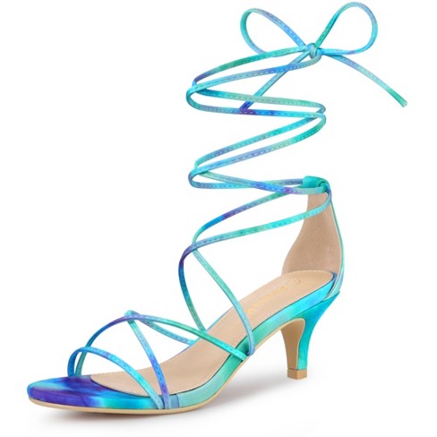 Allegra K Women's Lace Up Strappy Block High Heel Sandals : Target