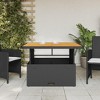 vidaXL Patio Table Black 43.3 In.x43.3 In.x28 In. Poly Rattan and Acacia Wood - 3 of 4