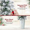 Resenkos 3-Piece Pre-Lit Snow Flocked Artificial Christmas Tree Set - Green/White/Silver - 2 of 4