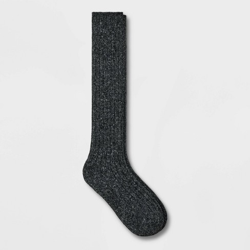 Women's Wide Ribbed Super Soft Knee High Boot Socks - Universal Thread™  Black Heather 4-10