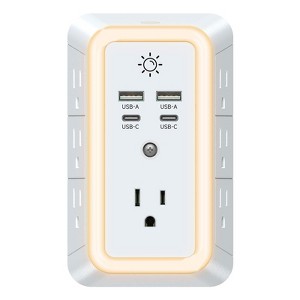Itopfox Multi Plug Outlet with 7 Outlets & 4 USB Ports (2 USB C), Wall Charger, Surge Protector, Night Light Outlet Extender for Home, Office, Travel - 1 of 4