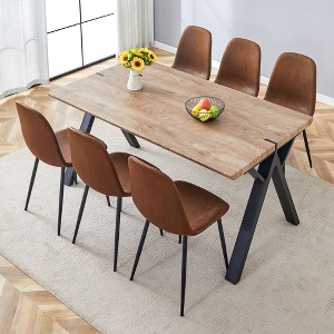 NicBex 5 PCS/7 PCS Dining Table Set,Wood Textured MDF Dining Table with A-Frame Legs,4/6 Round Corner Chairs for Kitchen/Dining Room - 1 of 4