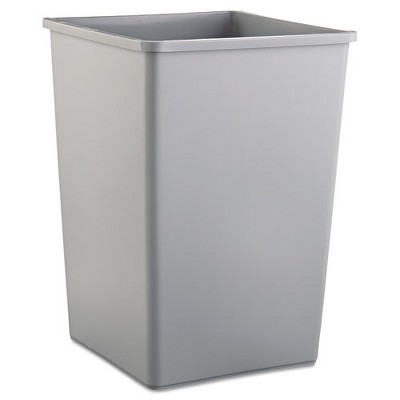 Rubbermaid Commercial Untouchable Square Waste Receptacle, 35 gal, Plastic, Gray