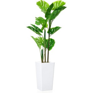 Coucheta Large Artificial Plants - 4.5-4.8 ft Tall Faux Floor Greenery in White Planters for Home, Office & Living Room Décor - 1 of 4