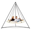 Hangout Pod 6' Circular Outdoor Family Hammock Bed and Stand Set Black/Cream: Weather-Resistant, Mold-Resistant, Includes Storage Bag - 2 of 4