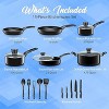 SereneLife 20 Piece Kitchenware Pots & Pans Set – Basic Kitchen Cookware, Black Non-Stick Coating Inside, Heat Resistant Lacquer (Black) - 2 of 4