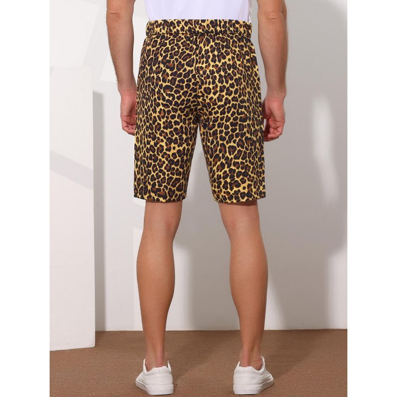 Lars Amadeus Men's Summer Regular Fit Flat Front Animal Patterned Shorts, 3 of 6