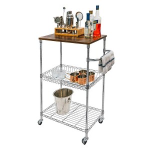 Shelving.com 3-Tier Chrome Wire Shelving Cart, Standard Duty - 14"d x 24"w x 36"h - 1 of 2