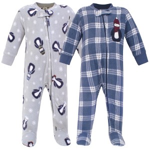 Hudson Baby Infant Boys Fleece Zipper Sleep and Play 2pk, Blue Penguin - 1 of 1