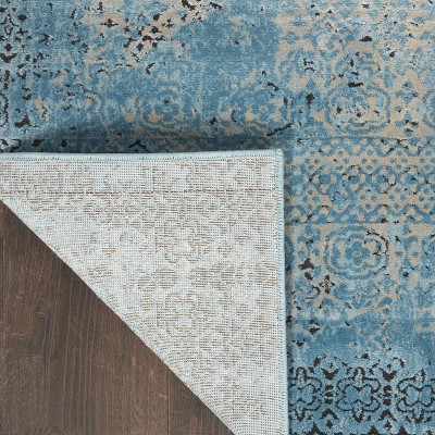 Blue 5' x 7' Stain-Resistant Synthetic Rectangular Area Rug