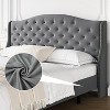 Bed Frame with Headboard, Upholstered Bed Frame, Velvet Bed Frame with Tufted & Nailhead, Heavy Duty - 4 of 4