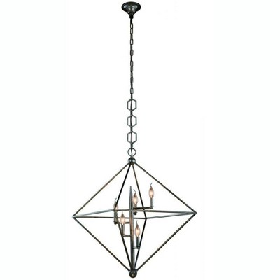 Elegant Lighting Nora Collection Pendant D:30in H:32in Lt:5 Aged Iron Finish