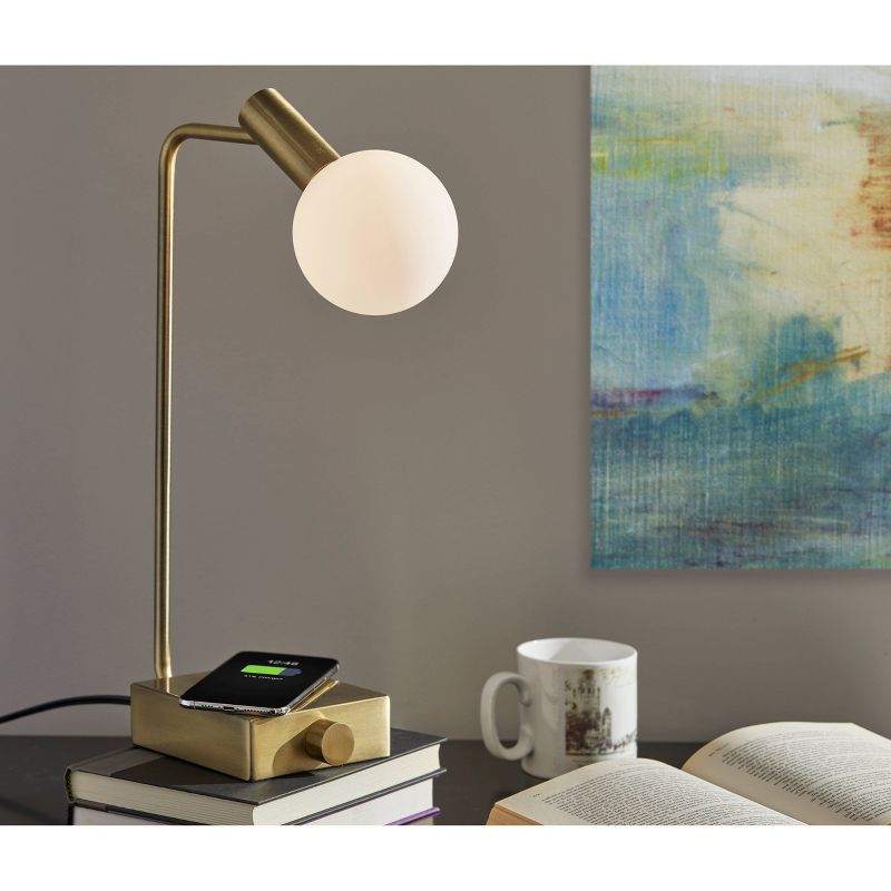 Windsor Charge Table Lamp Antique Brass (Includes LED Light Bulb) - Adesso, 3 of 7