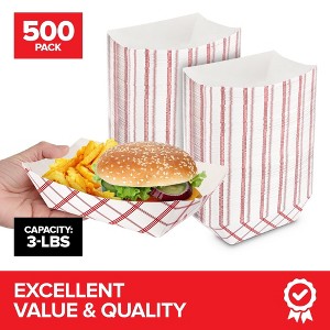 Stock Your Home 3-Lb Disposable Red & White Checkered Paper Food Trays (500 Pack) - 1 of 4