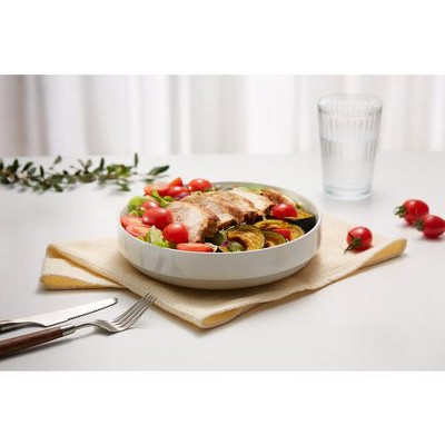White Ceramic 47 oz Microwave and Dishwasher Safe Pasta Bowls, Set of 4