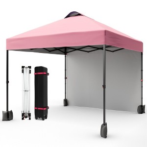 10x10 Pop Up Canopy Tent, Instant Portable Shelter with Wheeled Bag and Silver Coated Top, Adjustable Heights Gazebo with Sidewall, Outdoor Sun Shade - 1 of 4