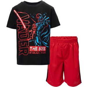 Star Wars Darth Vader Stormtrooper Millenium Falcon Mesh Graphic T-Shirt and Shorts Outfit Set Little Kid to Big Kid - 1 of 4