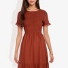 Anna-Kaci Women's Short Sleeve Smocked Fashion Dress with Swiss Dot Pattern and Ruffle Hem Detail Casual Summer Dress - 2 of 4