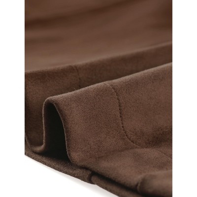 Allegra K Women's Faux Suede Notched Lapel Strap Cuff Solid Double Breasted Tie Belt Trench Coat Coffee Medium — фото 5