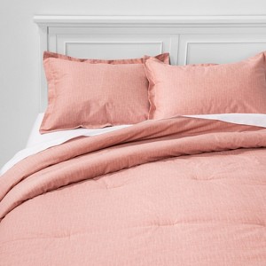 Twin/Twin Extra Long Family Friendly Solid Comforter & Pillow Sham Set Pink - Threshold