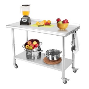Stainless Steel Table, Heavy-Duty Metal Commercial Prep Table with Open Storage Racks for Restaurant Kitchens, Home, Hotels, Food Preparation - 1 of 4