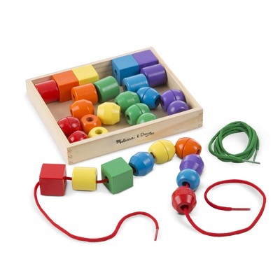 Melissa & Doug Deluxe Wooden Lacing Beads Educational Activity With 27 Beads 