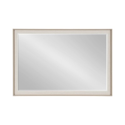 Natural Linen Texture Rectangular Wall Mirror with Beveled Edge