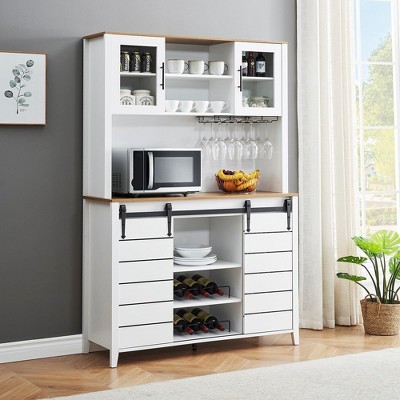 Farmhouse Bar Cabinet with Sliding Barn Door