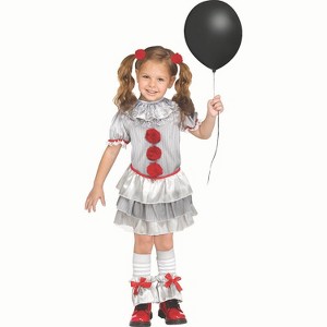 Fun World Toddler Girls' Carnevil Clown Dress Costume - Size Small - White - 1 of 2