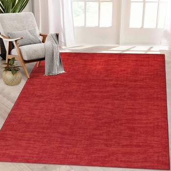 Modern Solid Area Rug Washable Rug Stain Resistant Non-Slip Rug for Living Room Bedroom, 8'x10' Red