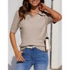 Clearlove Womens Short Sleeve Sweaters Tops V Neck Lapel Cable Knit Sweater Casual Pullover Shirt - 3 of 4