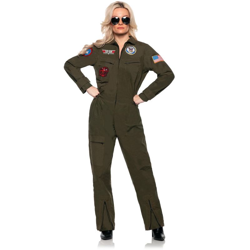 Navy Top Gun Women's Pilot Jumpsuit Adult Costume, 1 of 2