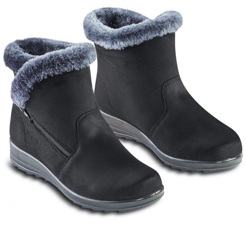 Collections Etc Plush Faux Fur Lined Water Resistant Faux Suede Boots, 3 of 5