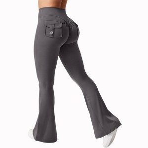 DOMETOUR Flare Leggings with Pockets for Women Yoga Leggings Workout Leggings - 1 of 3