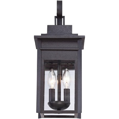 Bransford Black Iron Outdoor Wall Sconce with Clear Glass Panels