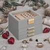 Glass Lid Jewelry Box, 4-Layer Organizer with 3 Drawers for Big and Small Jewelry, Modern Style, 8 x 9.1 x 6.5 Inches - 3 of 4
