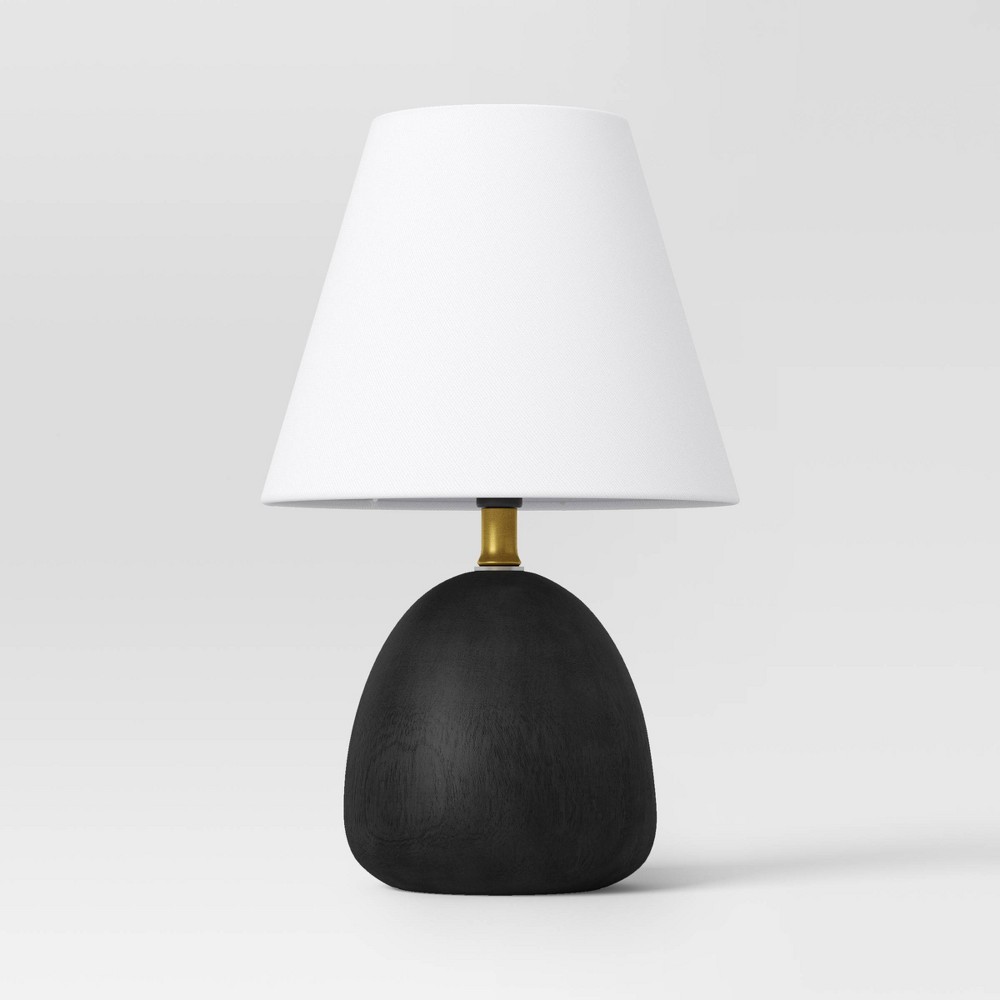 Photos - Floodlight / Street Light Faux Wood Mini Table Lamp Black - Threshold™: Modern Accent Light, ETL Lis